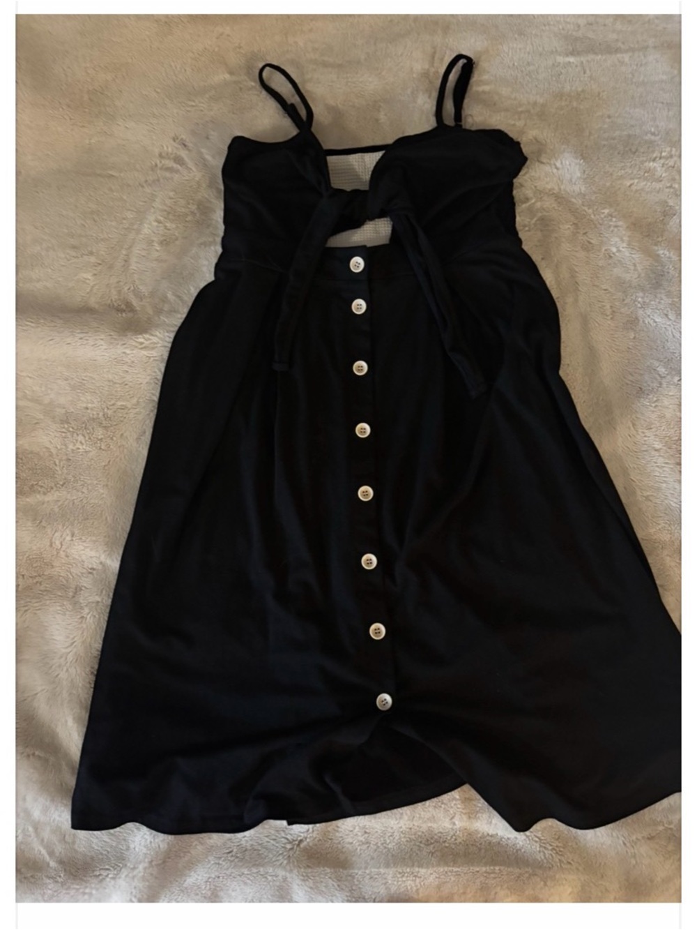Black Button-Front Spaghetti Strap Dress